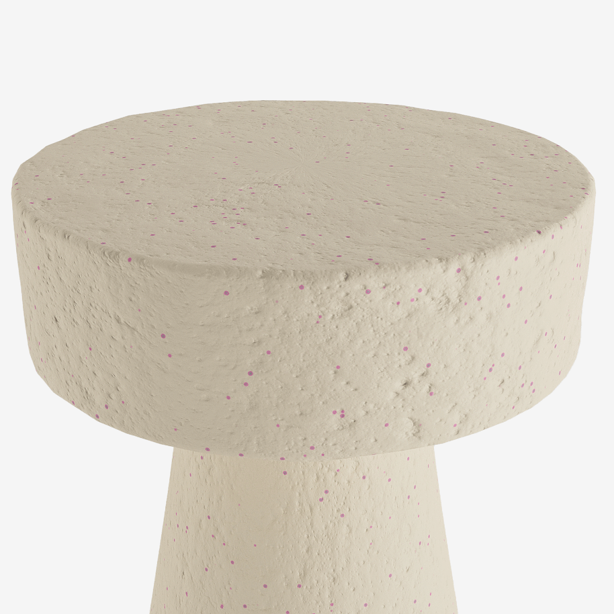 Table d’appoint circulaire en magnésie crème mouchetée rose Marguerite