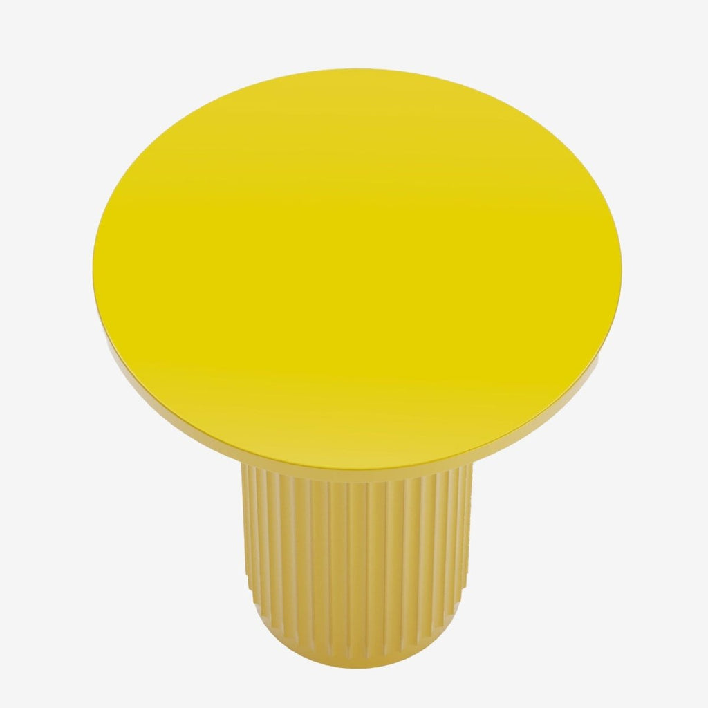 Table d'appoint ronde cannelée Pivoine, jaune