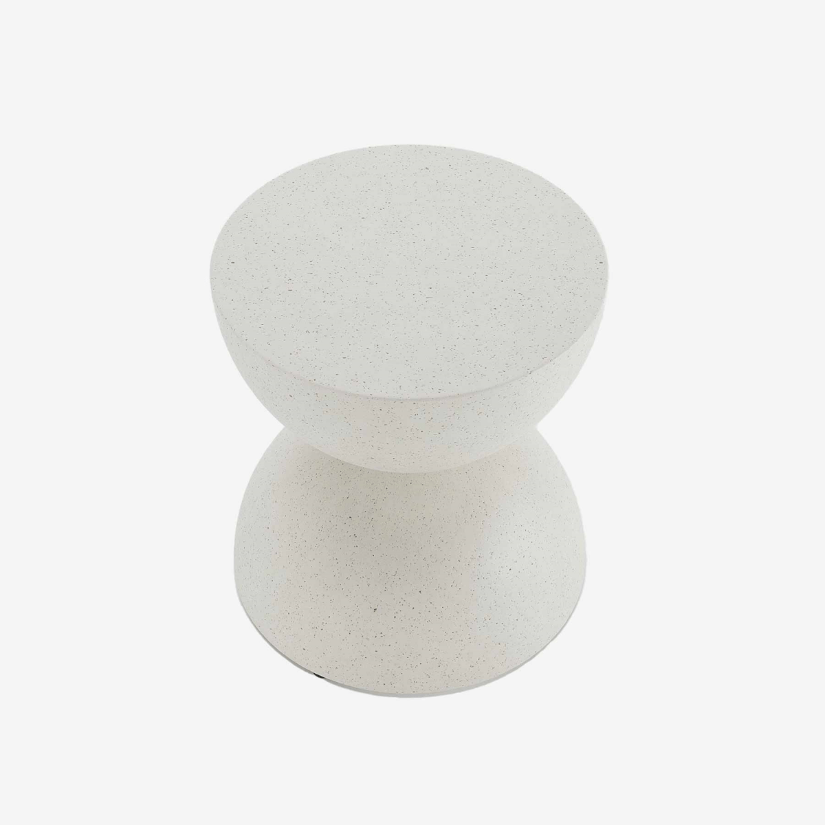 Table d'appoint ronde design en magnésie, gris moucheté Bergamote