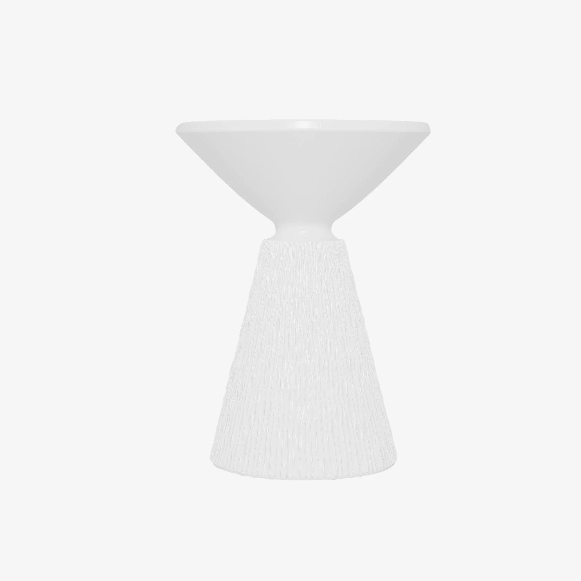 Prune – Table d’appoint design en magnésie blanc immaculé