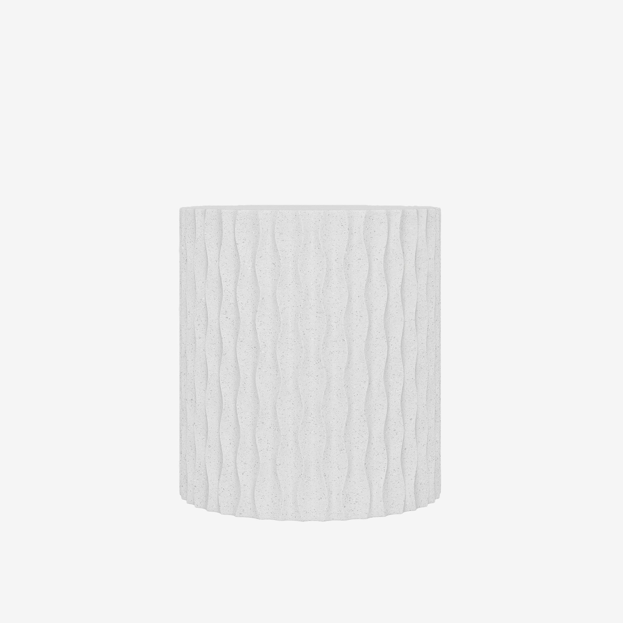 Aubépine – Table d’appoint blanche mouchetée en magnésie compacte