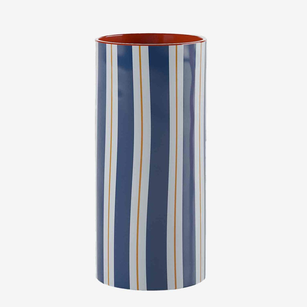 Vase cylindrique à rayures bleu, Orlando - modèle medium