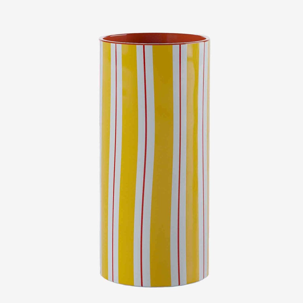 Vase cylindrique à rayures jaune, Orlando - modèle medium