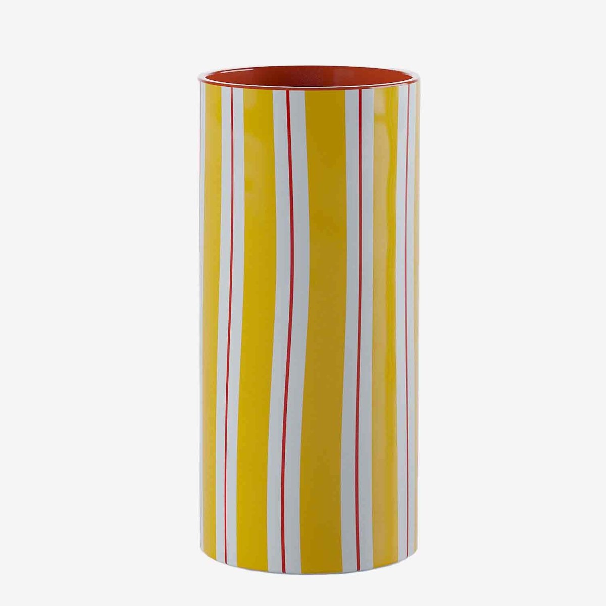 Vase cylindrique à rayures jaune, Orlando - modèle medium