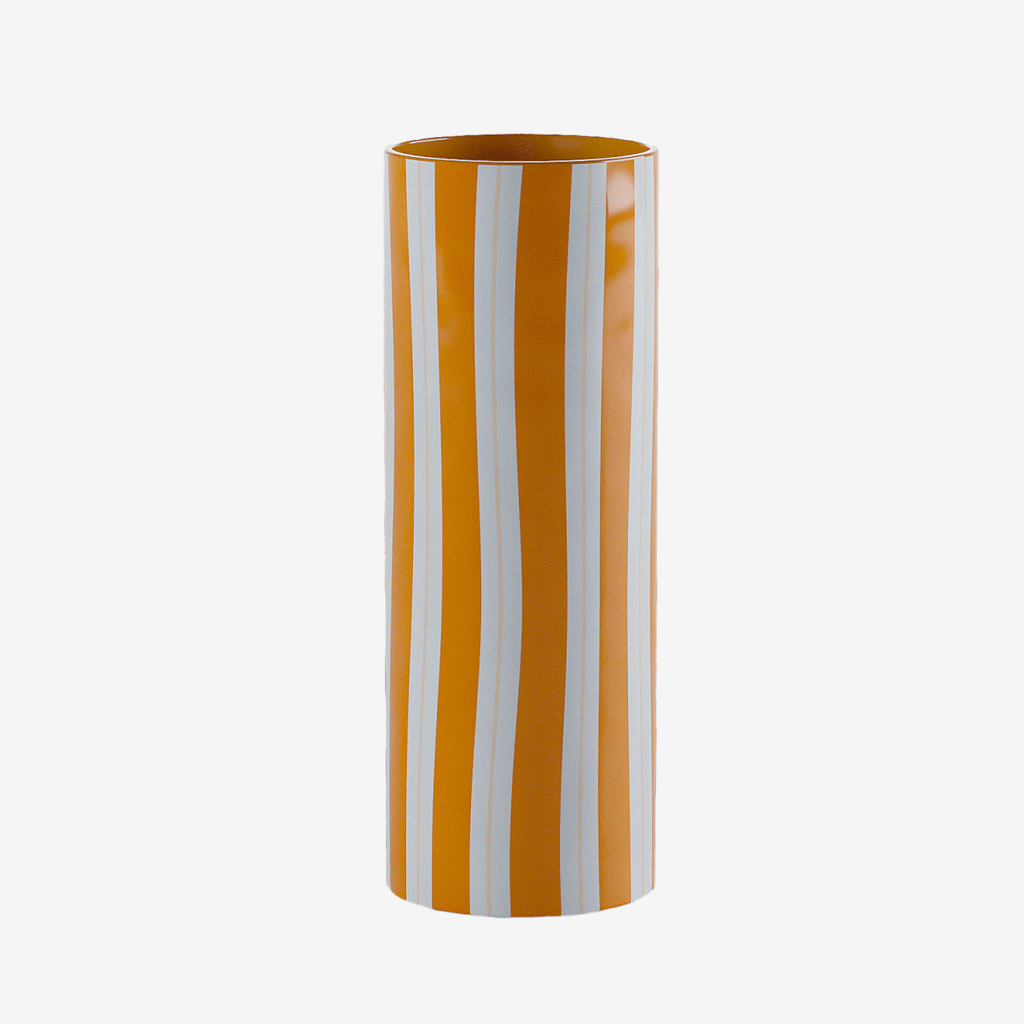 Vase cylindrique à rayures orange, Orlando - grand modèle