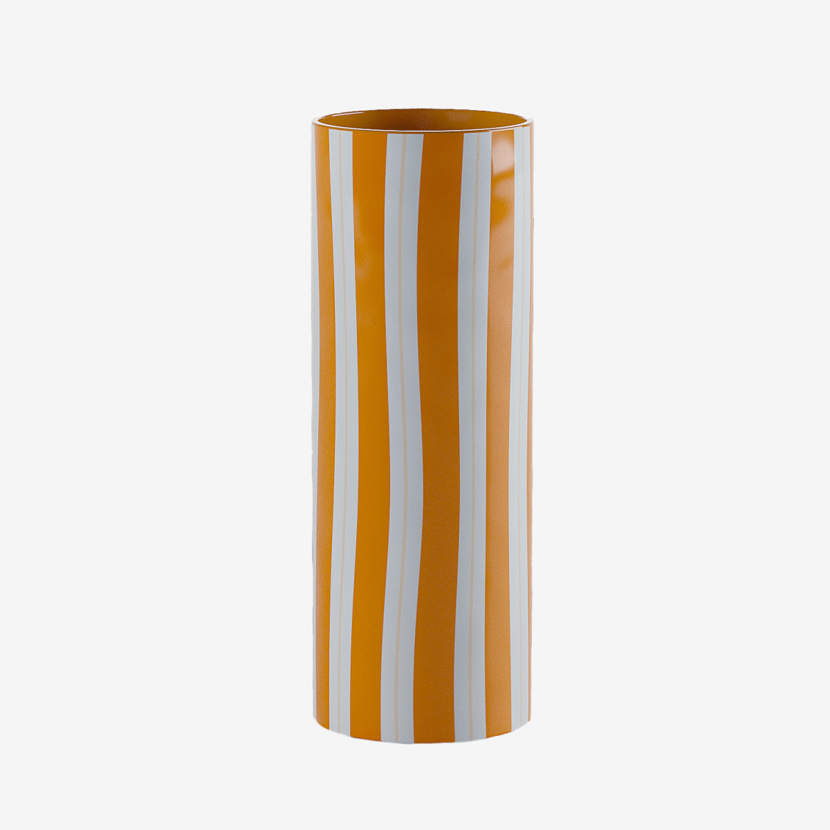 Vase cylindrique à rayures orange, Orlando - grand modèle