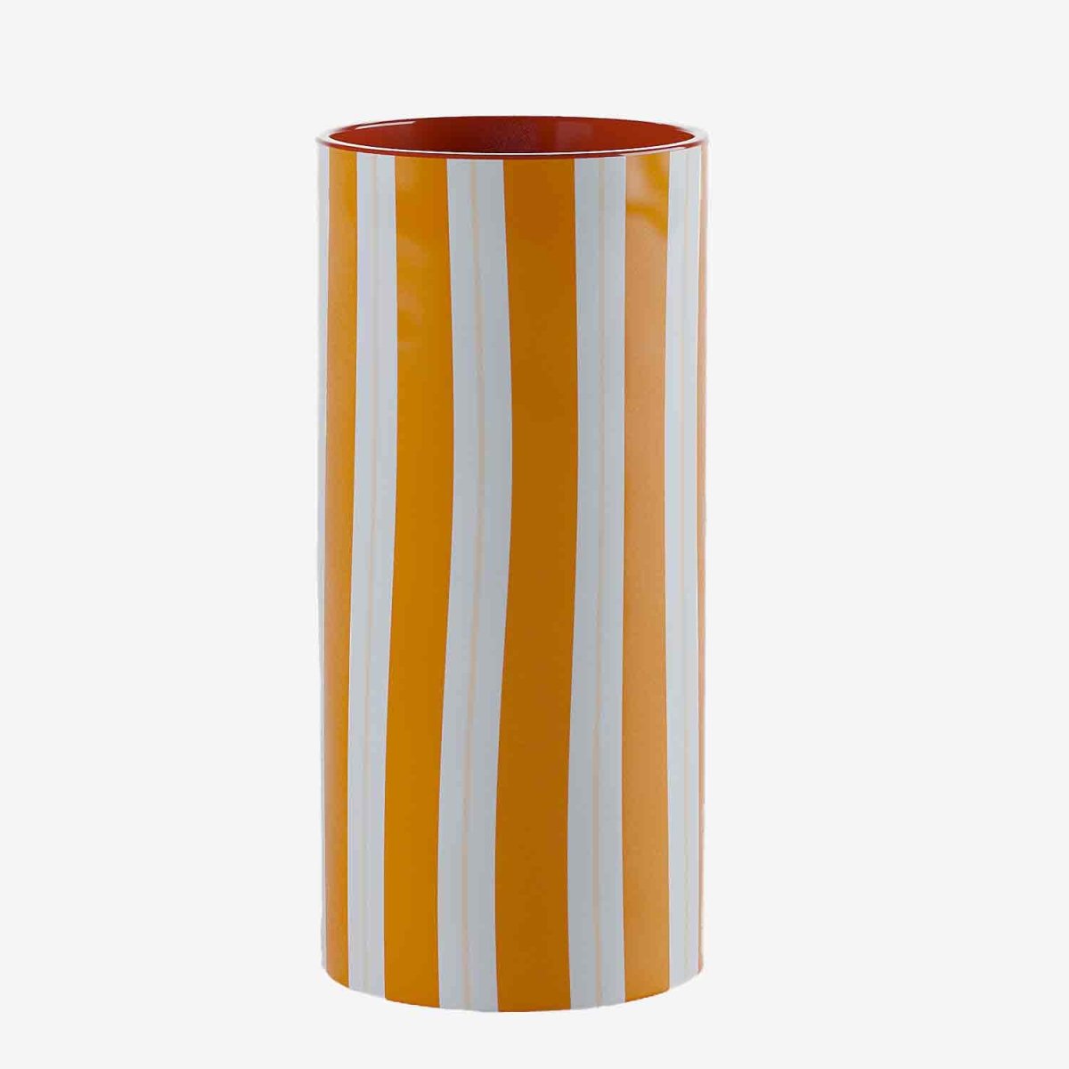 Vase cylindrique à rayures orange, Orlando - modèle medium