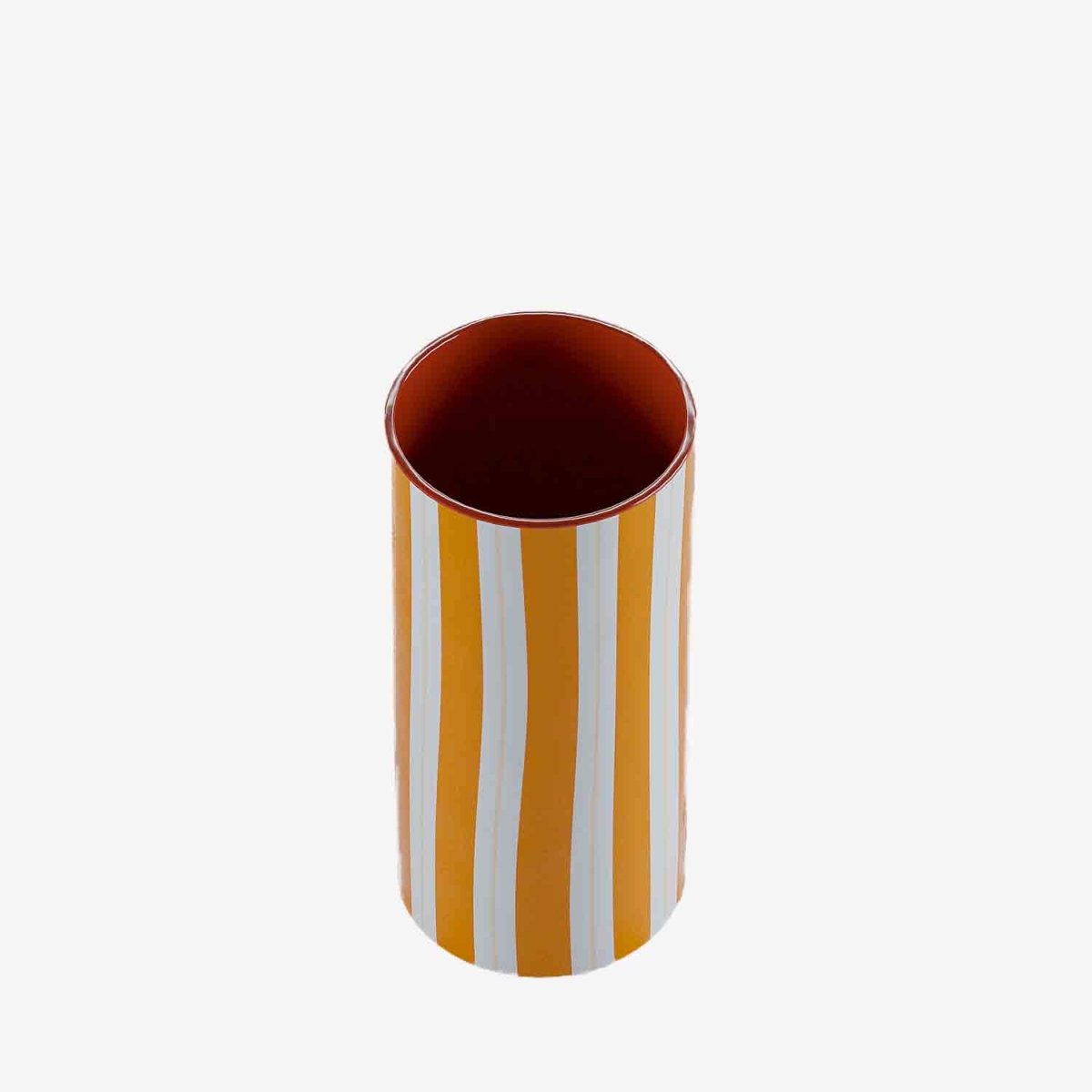 Vase cylindrique à rayures orange, Orlando - modèle medium