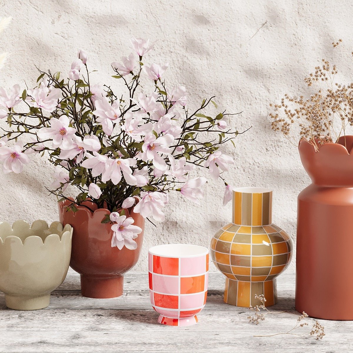 Vase forme tulipe en céramique rouge Marceau