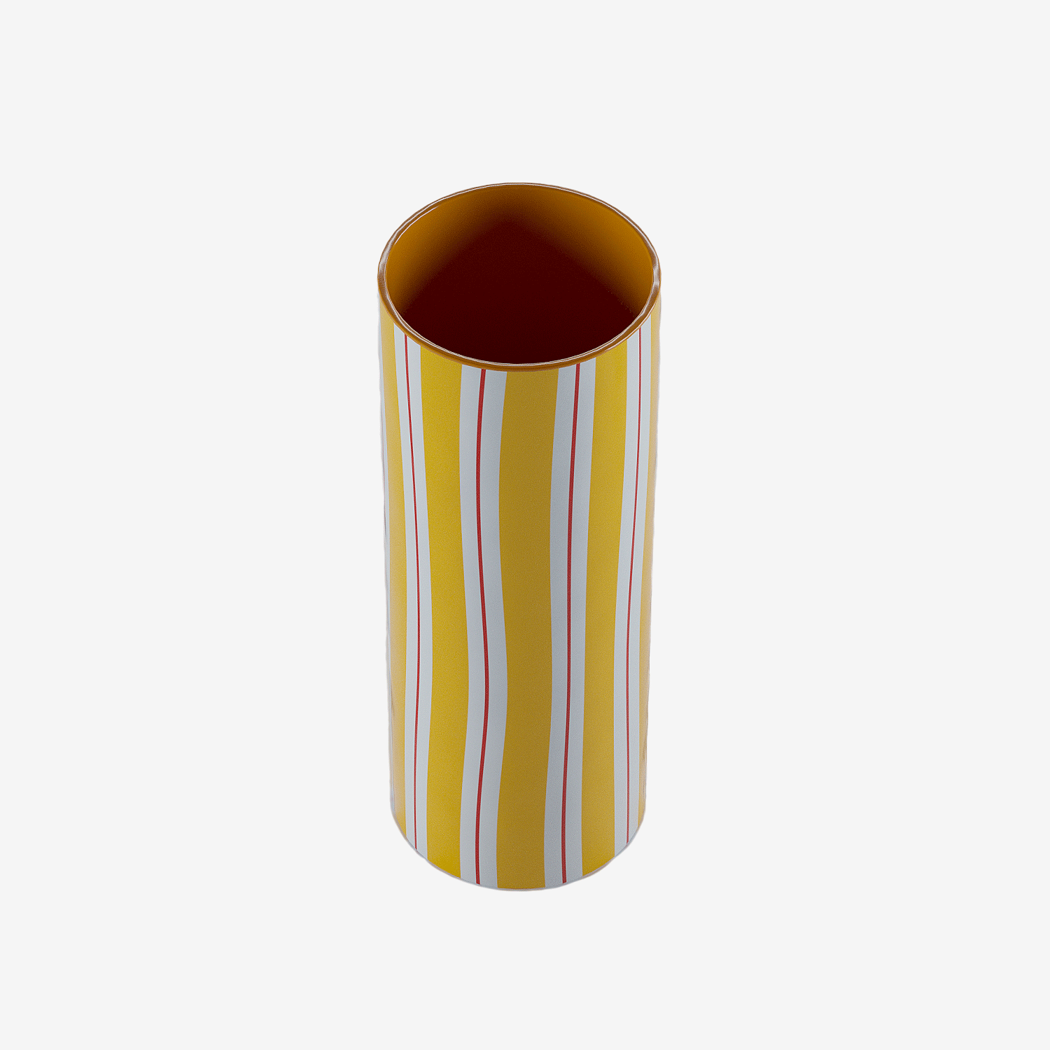 Vase cylindrique à rayures jaune, Orlando - grand modèle