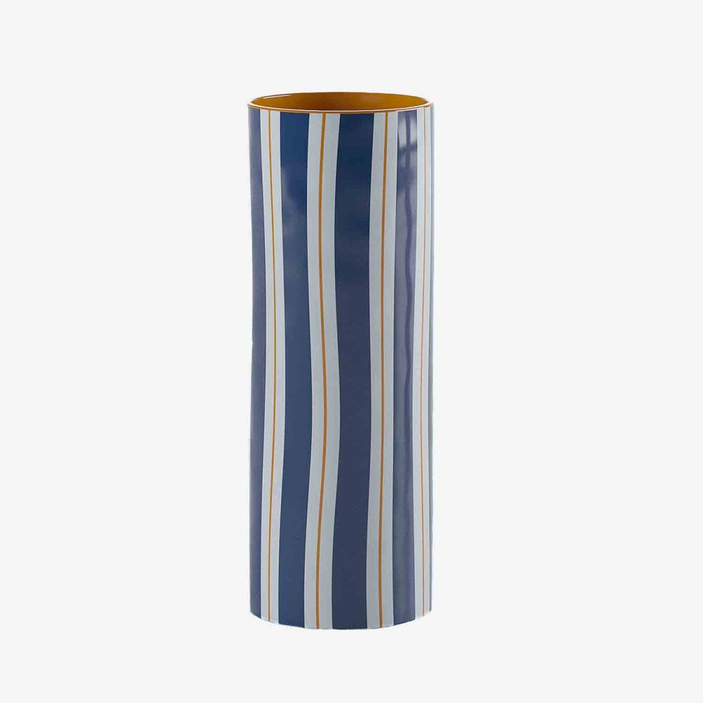 Vase cylindrique à rayures bleu, Orlando - grand modèle